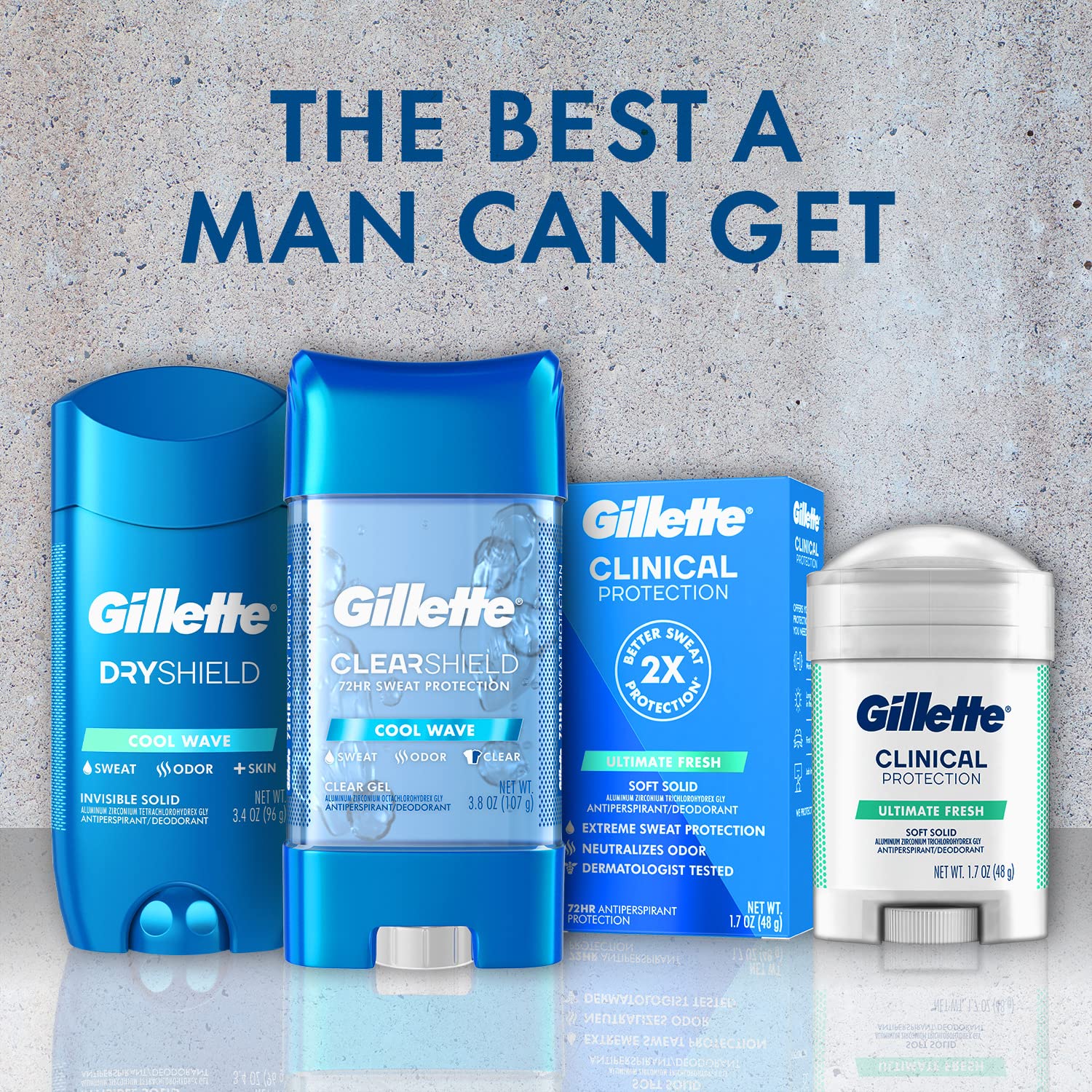 Gillette Gel transparente antitranspirante\/desodorante (paquete de 6)