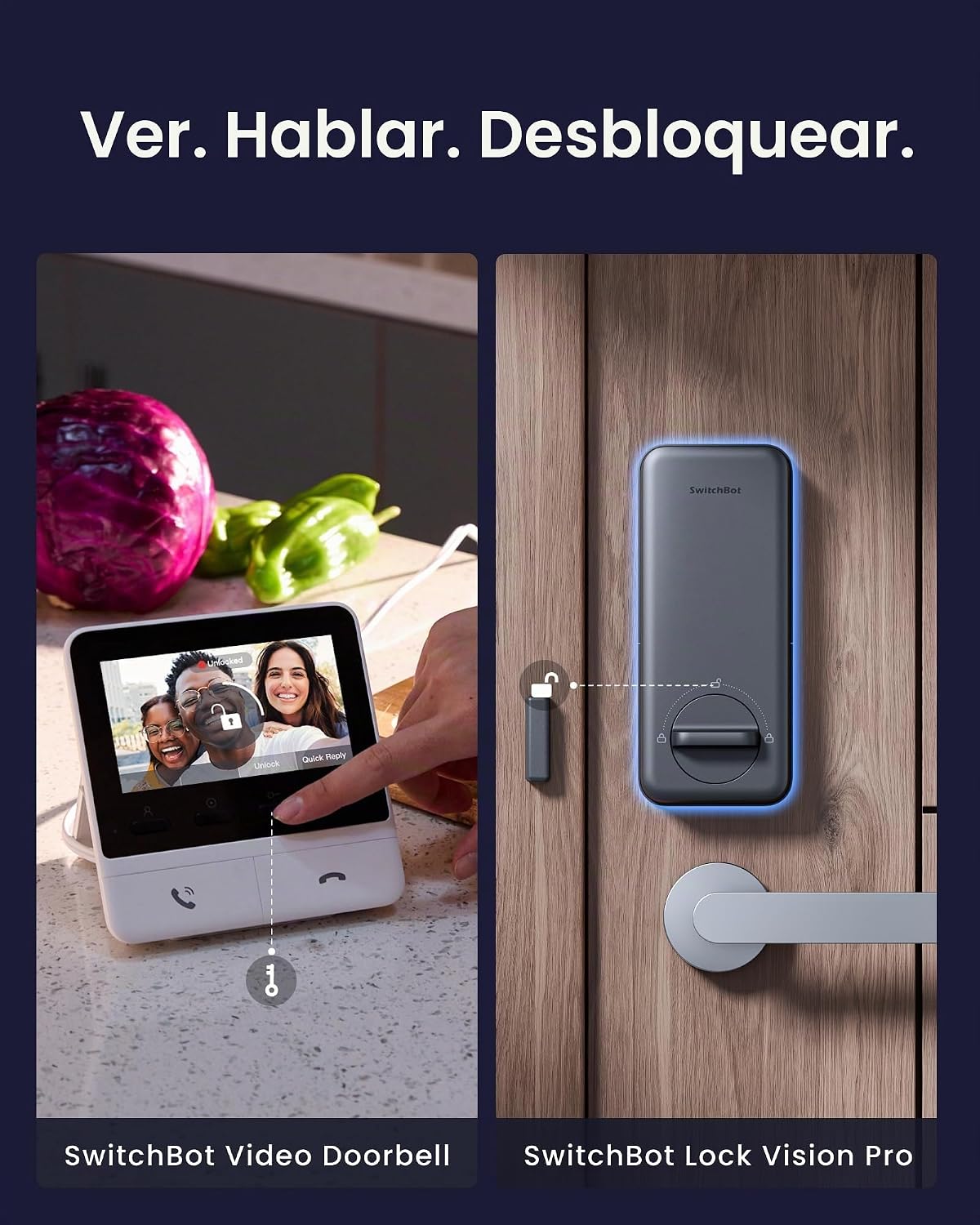 SwitchBot Lock Vision Pro + paquete de timbre de video, cara 3D, ce...