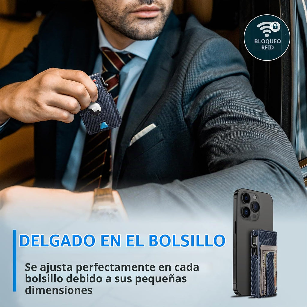 Miyozi - Billetera Airtag para hombre, con clip de dinero, estuche...