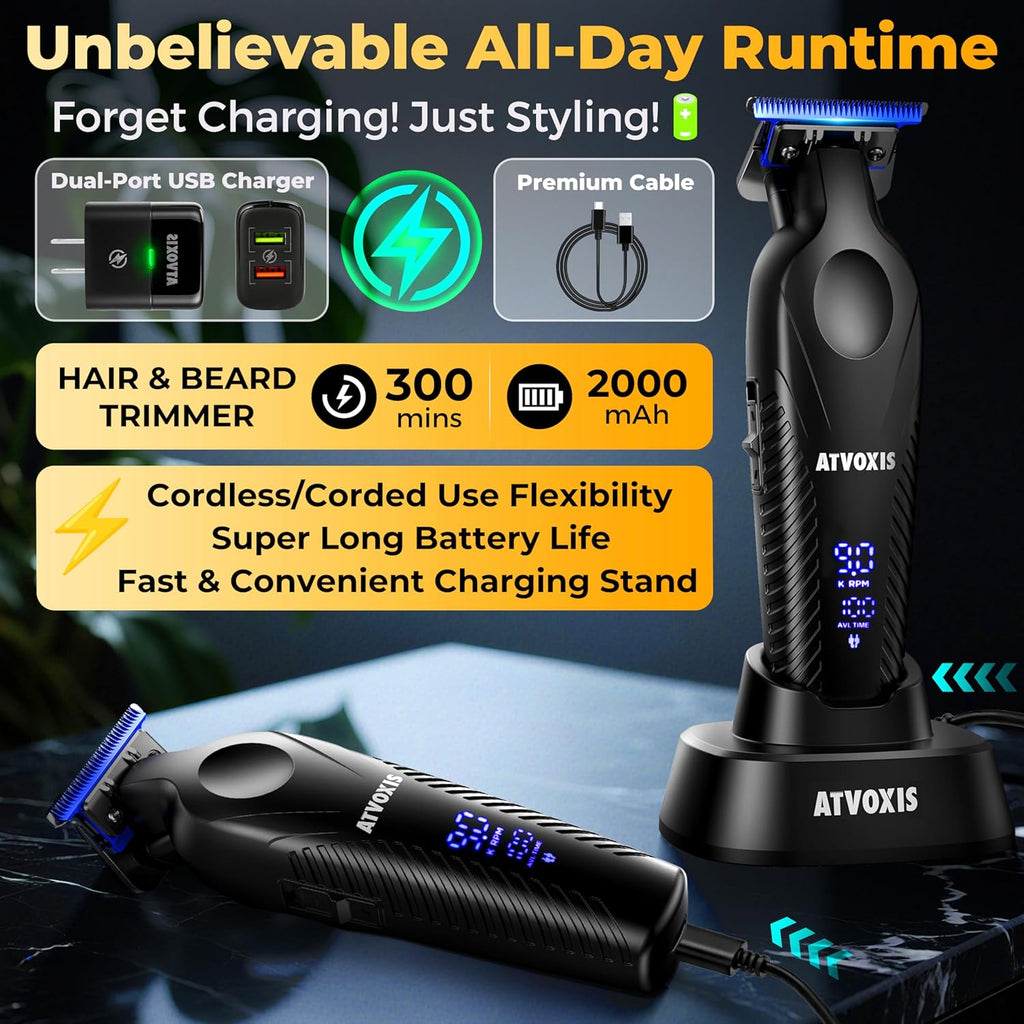ATVOXIS Zero Gap 9,000 RPM Brushless Professional T Blade Trimmer p...