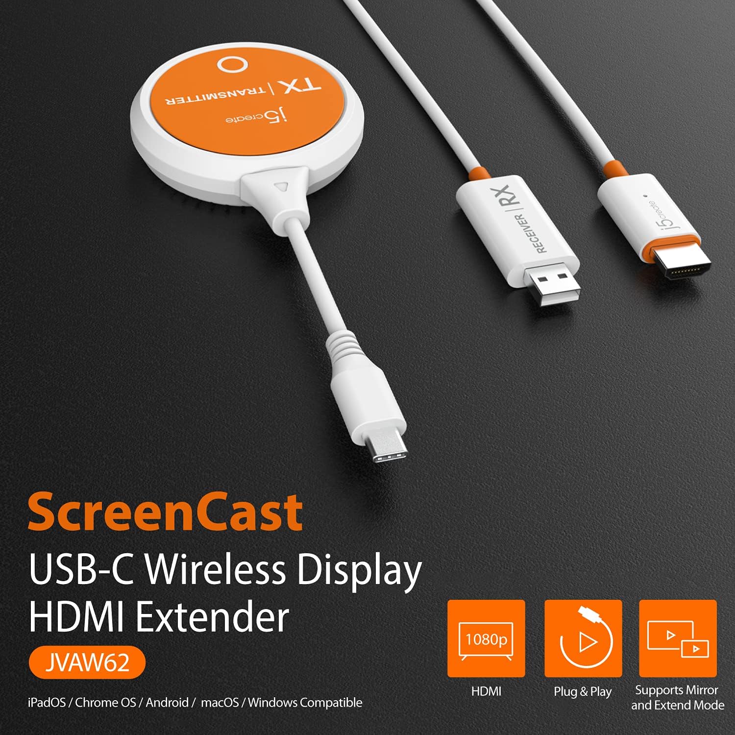 j5create ScreenCast - Transmisor y receptor de pantalla inalámbrico...