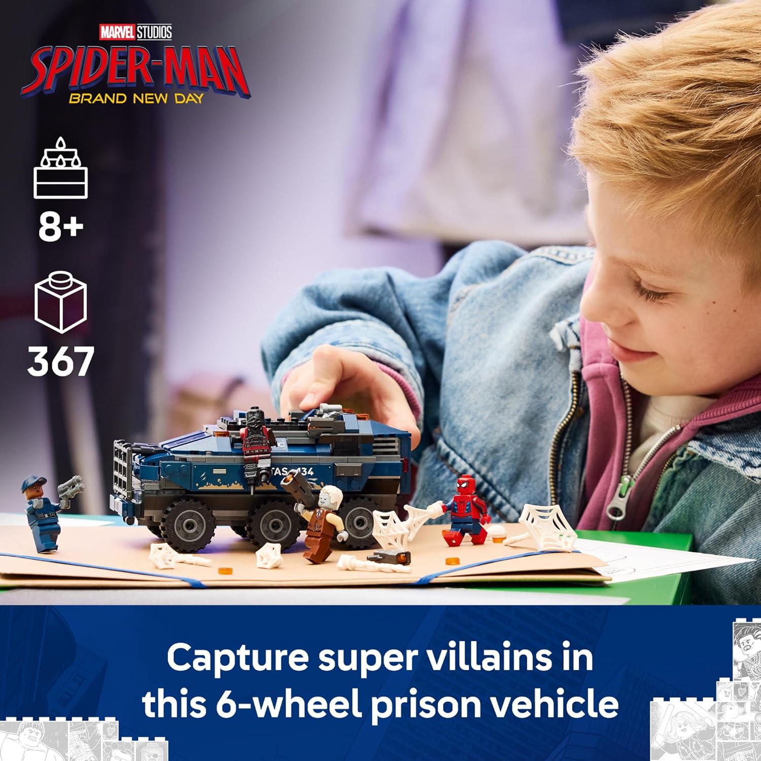 LEGO Marvel Spider-Man Prison Transport Chase - Juguete de construc...