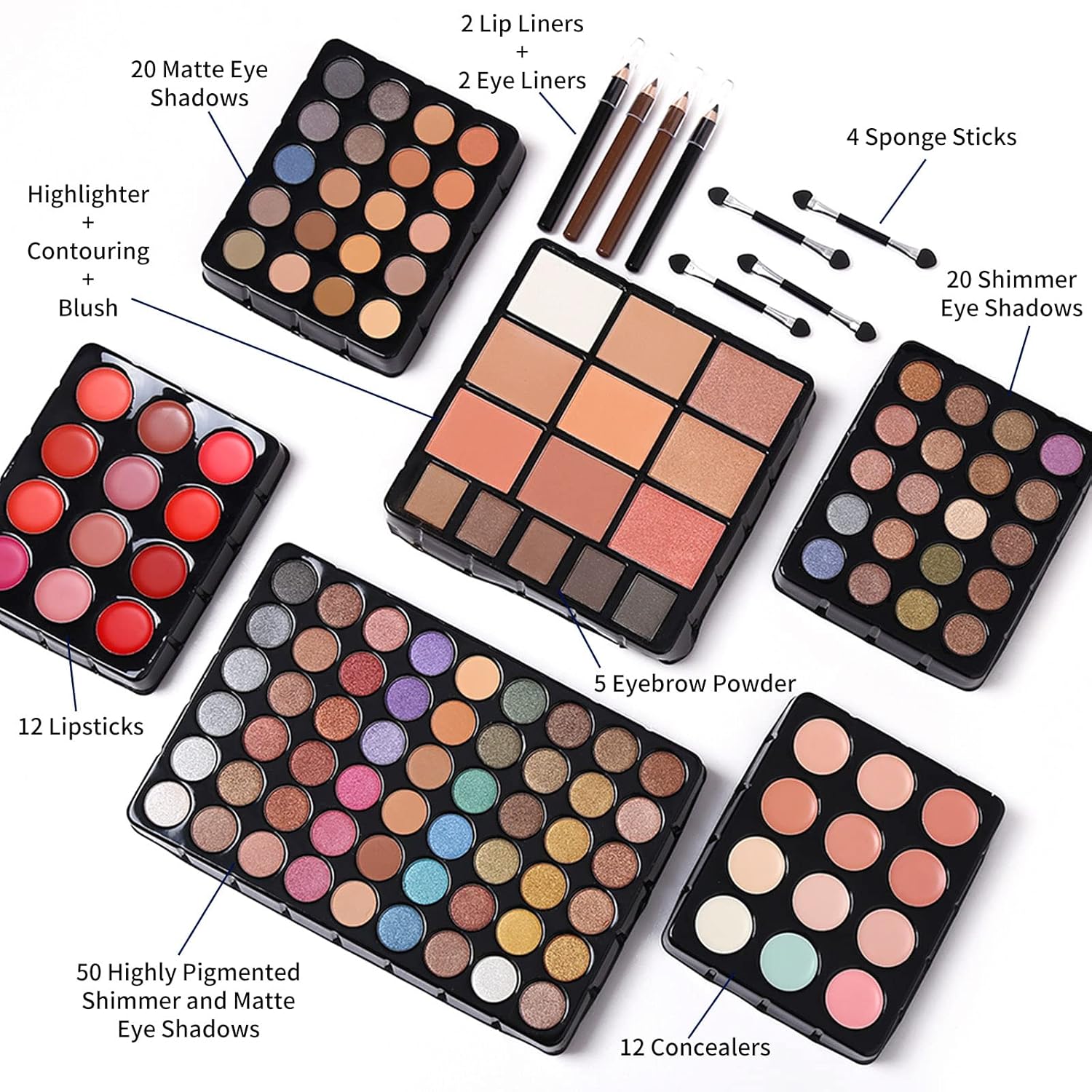 Set de regalo de maquillaje para mujeres y niñas, kit de maquillaje...