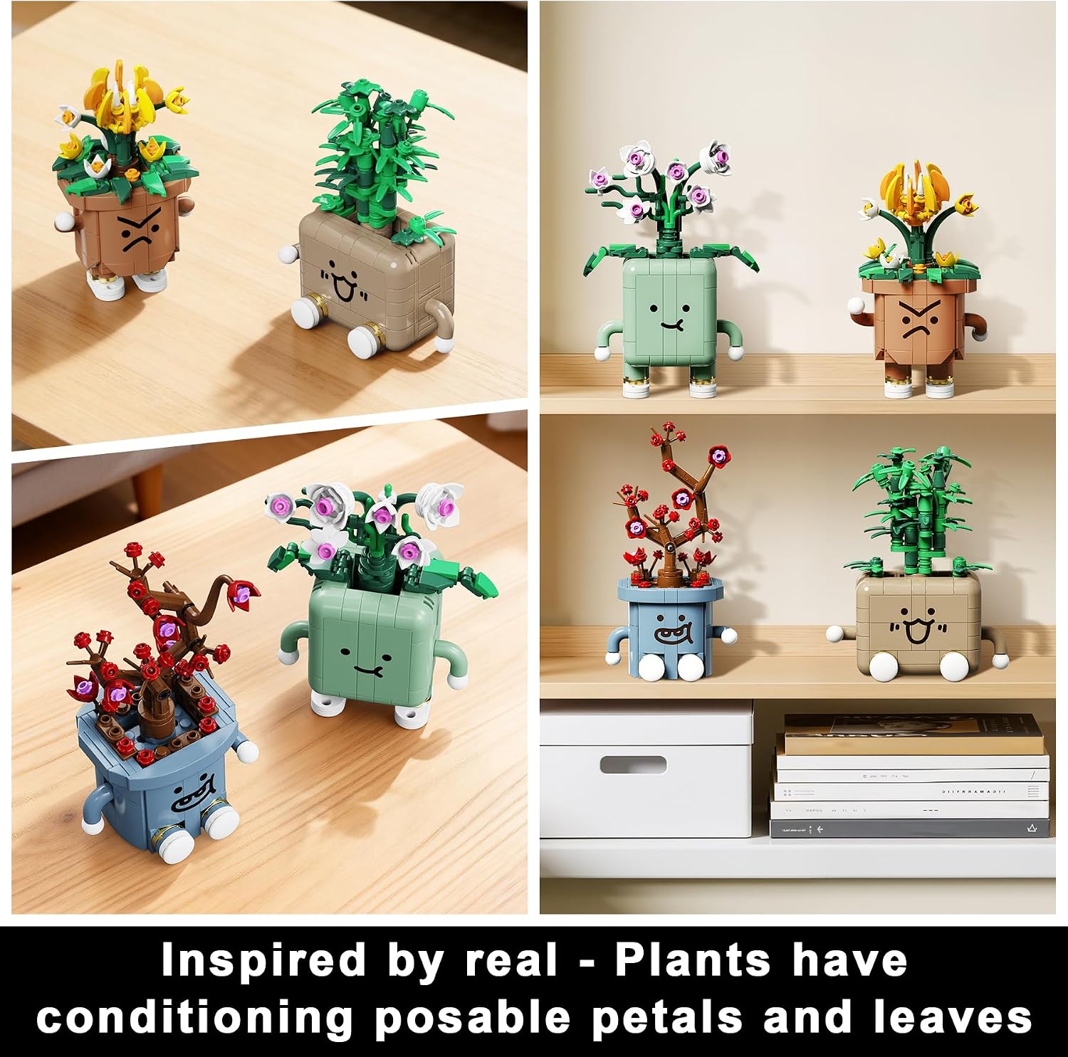 Lodikisbay Paquete de 4 botánicos de flores y plantas, colección bo...