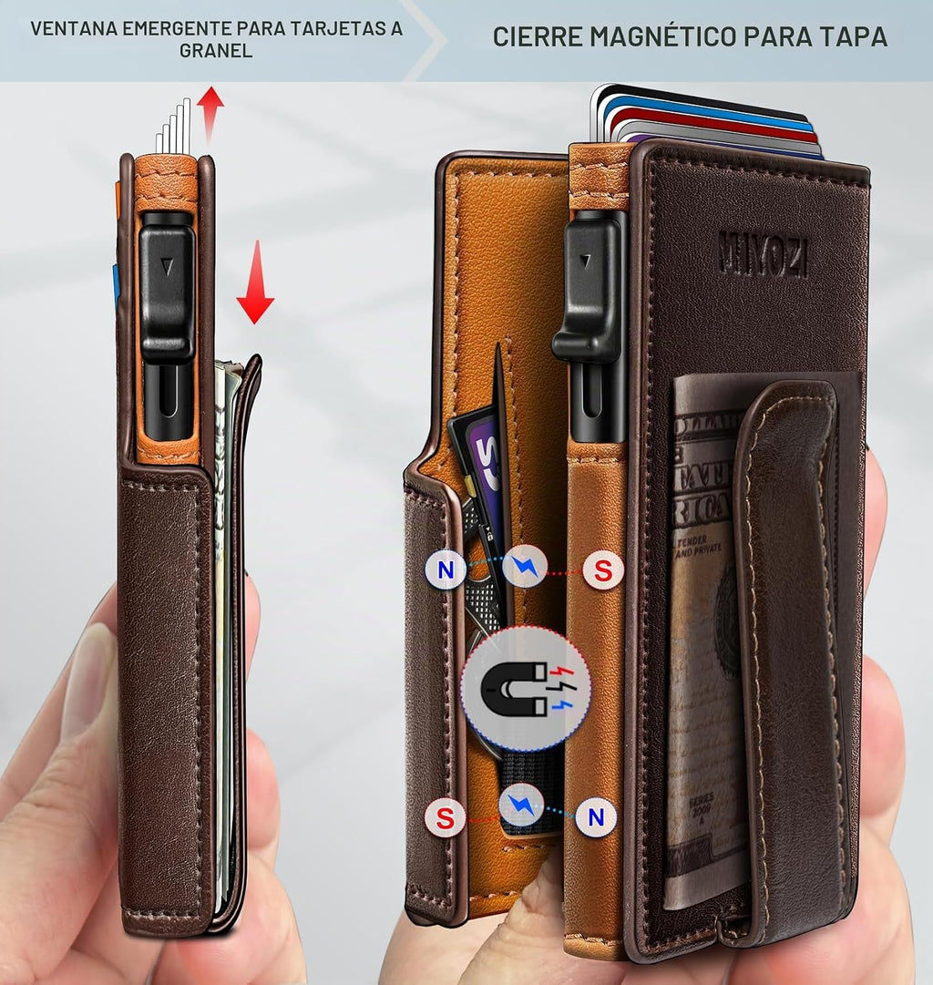 miyozi Billetera para hombre, magnética minimalista delgada con sop...