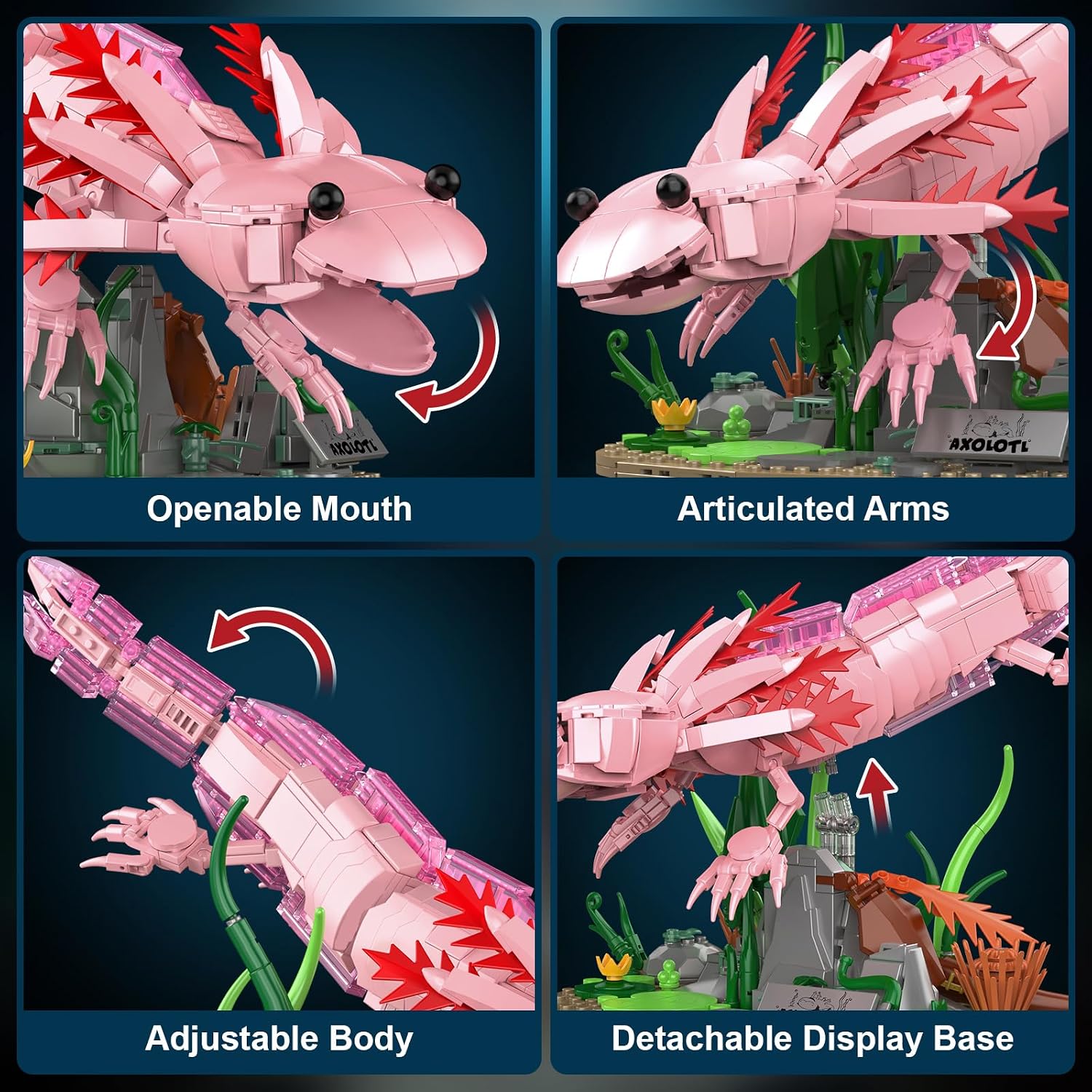 Axolotl - Juego de construcción compatible con animales LEGO, bloqu...