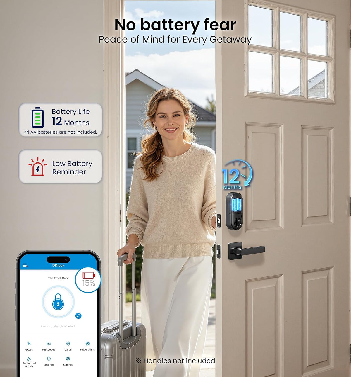 Veise RZ07 Cerradura de puerta inteligente con huella dactilar, con...