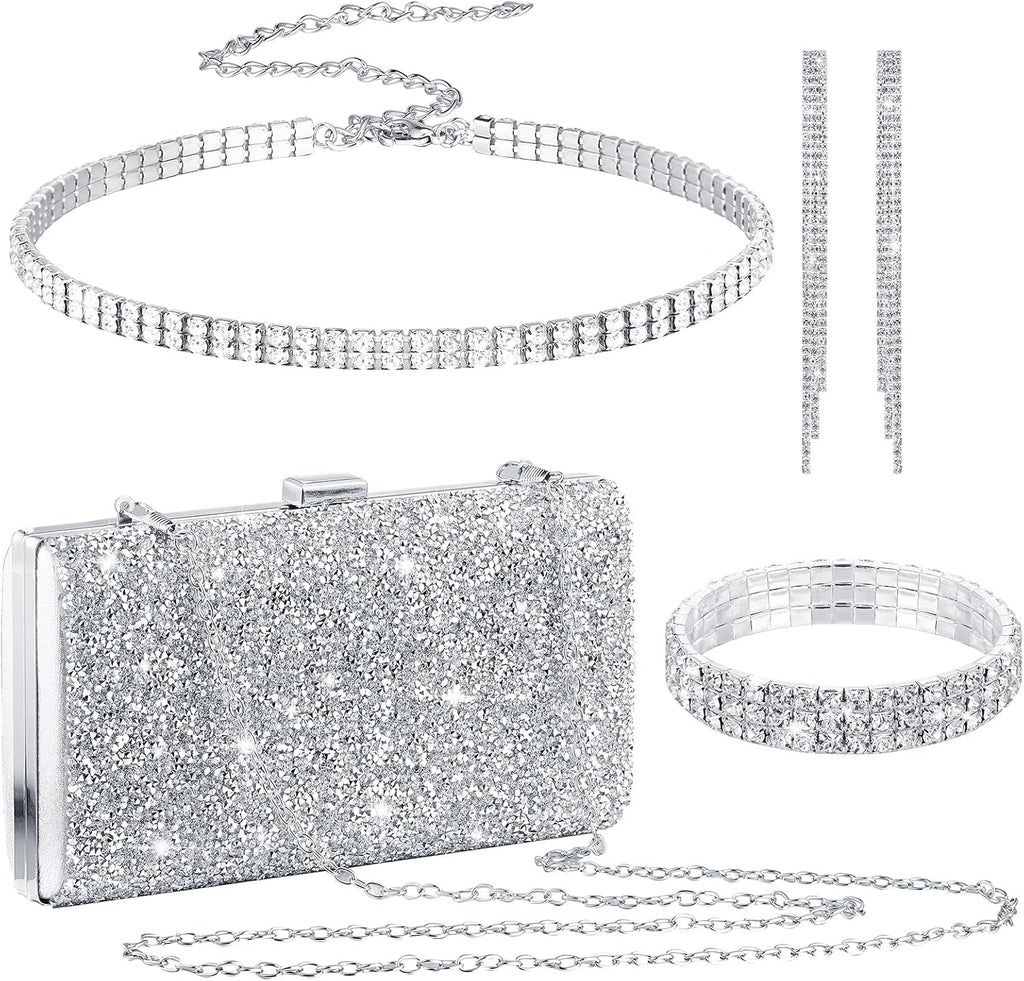 Kigeli 4 Pcs Rhinestone Jewelry Set