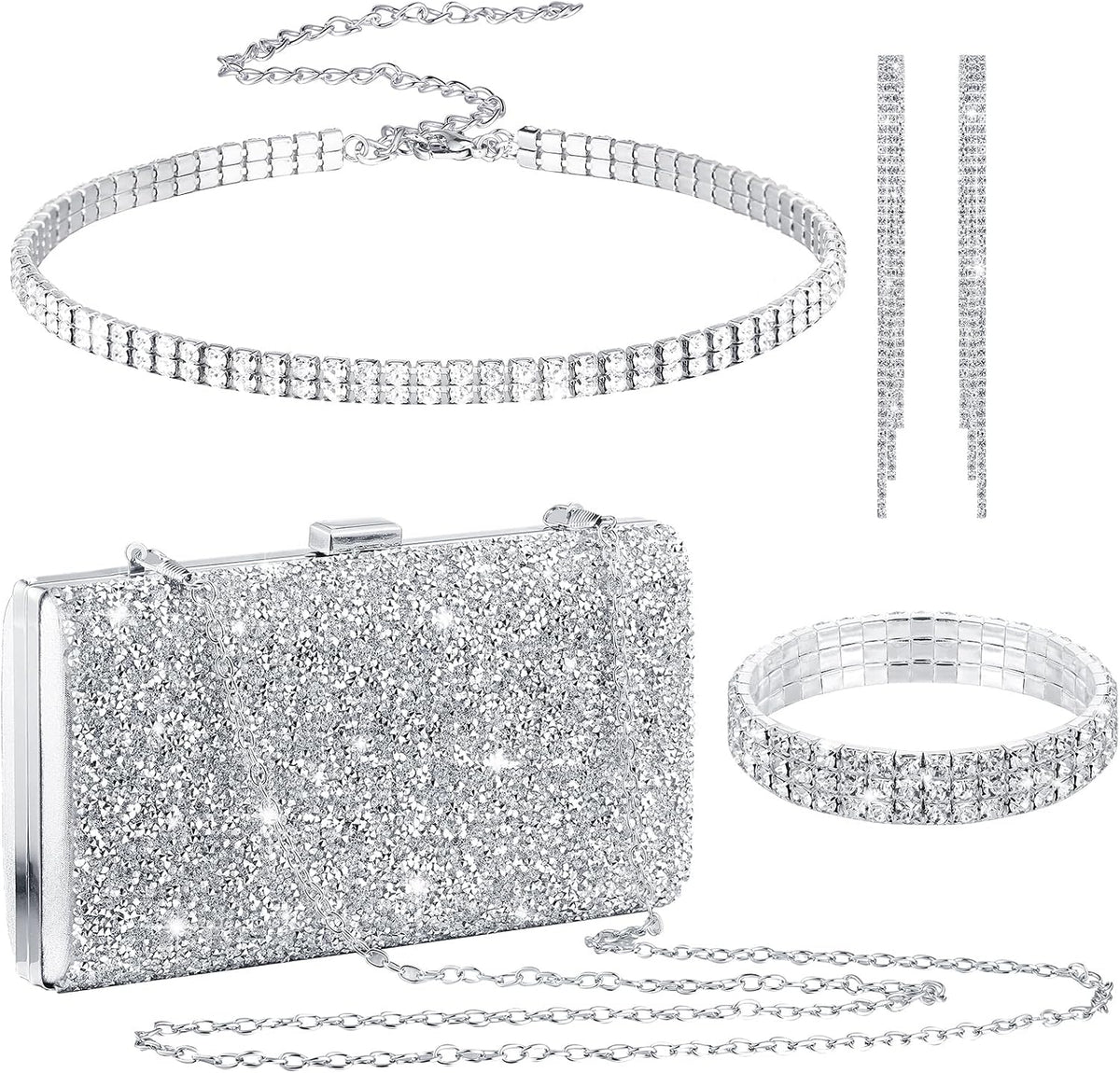 Kigeli 4 Pcs Rhinestone Jewelry Set