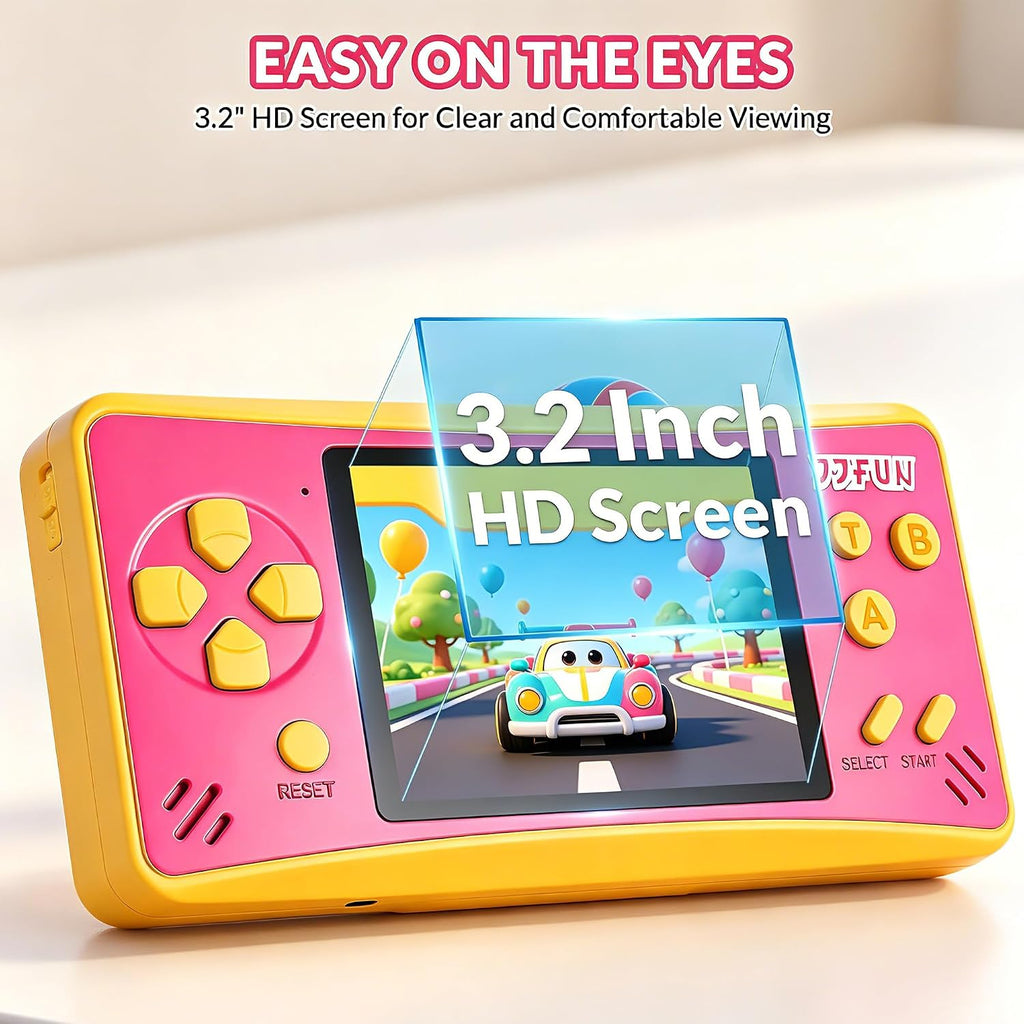 JJFUN Consola de juegos portátil para niños: pantalla de 3.2 pulgad...