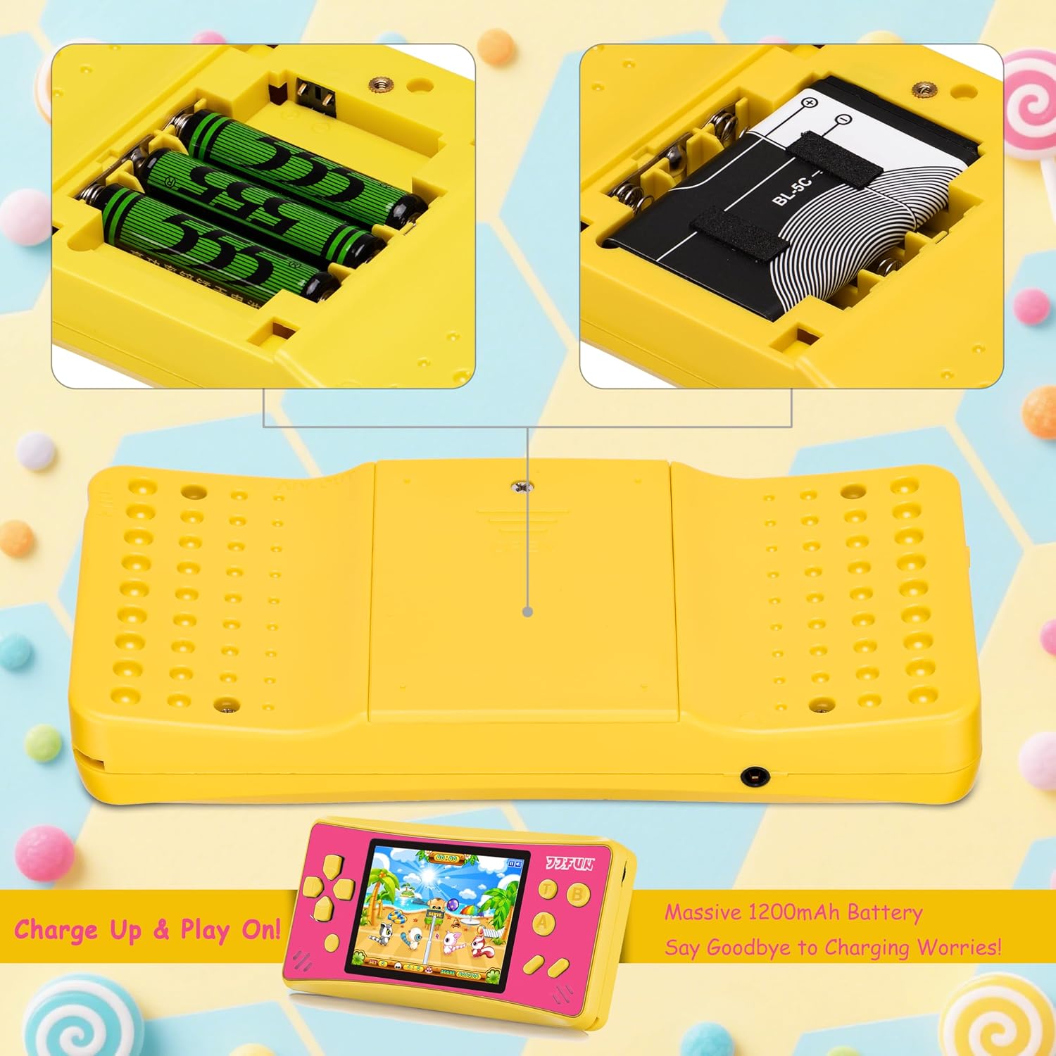 JJFUN Consola de juegos portátil para niños: pantalla de 3.2 pulgad...
