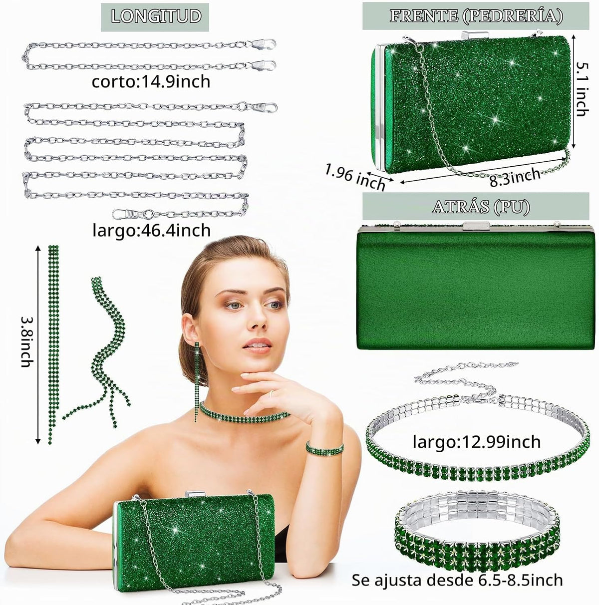 Kigeli 4 Pcs Rhinestone Jewelry Set