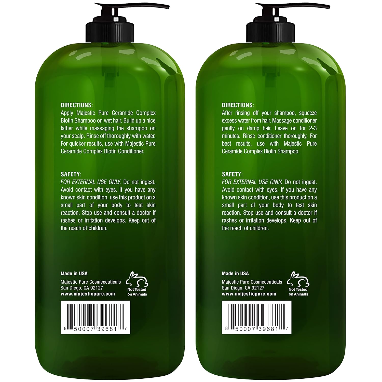 MAJESTIC PURE Set de champú y acondicionador de biotina \u2013 Con...