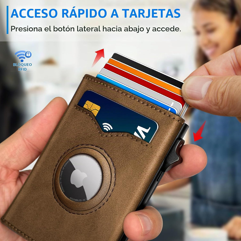 Cartera miyozi Airtag para hombre, con bolsillo para efectivo, 2 ve...
