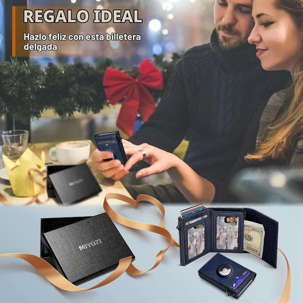 miyozi Billetera para Airtag para hombre, con bolsillo para efectiv...