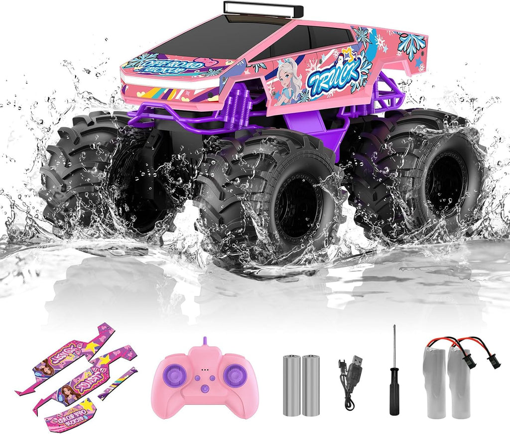 Coche de control remoto para niñas, juguetes de camión monstruo ros...