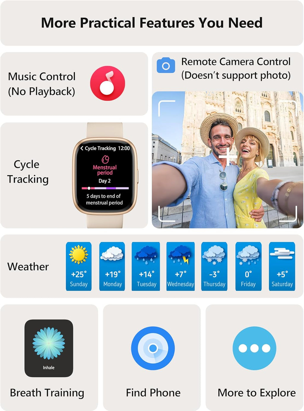 Reloj inteligente para mujer y hombre Android y iPhone [2 bandas, c...
