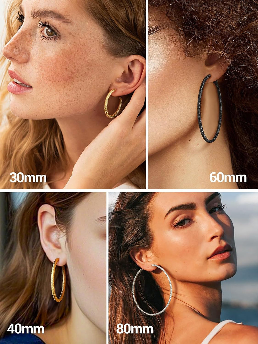 PROSTEEL 12\/16\/24\/32\/40 Pulgadas Aretes de Aro Gruesos para Muj...