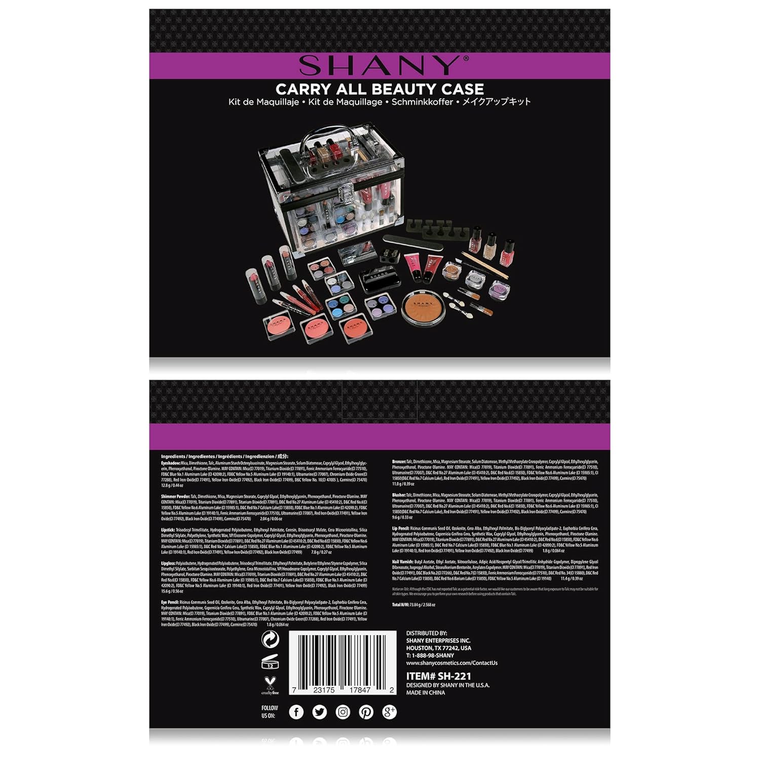 Valija, Shany Cameo cosméticos para kit de maquillaje con caja de a...