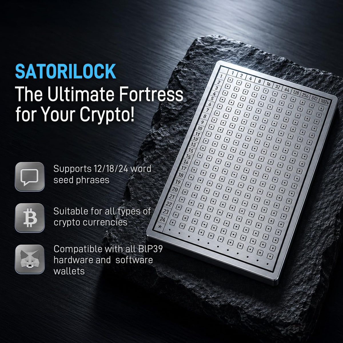 SATORILOCK MEGA TABLET Crypto Seed Storage \u2013 Placa de respaldo...