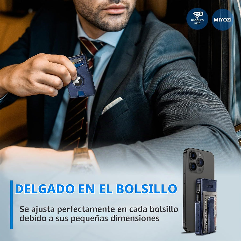 Miyozi - Billetera Airtag para hombre, con clip de dinero, estuche...