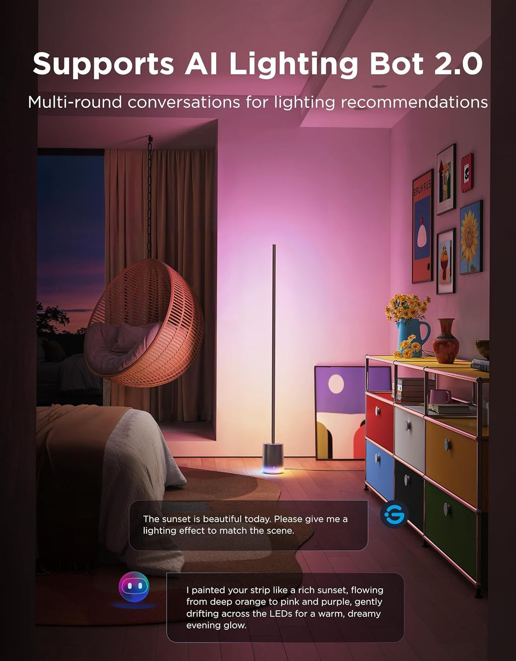 Govee Lámpara de pie 3 con tecnología Luminblend+, lámpara de pie d...