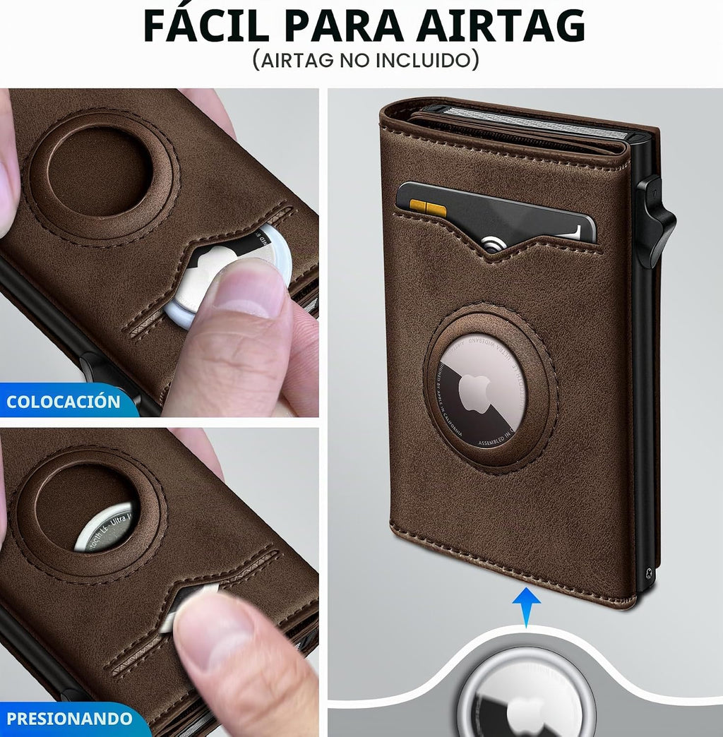Cartera miyozi Airtag para hombre, con bolsillo para billetes, 2 ve...