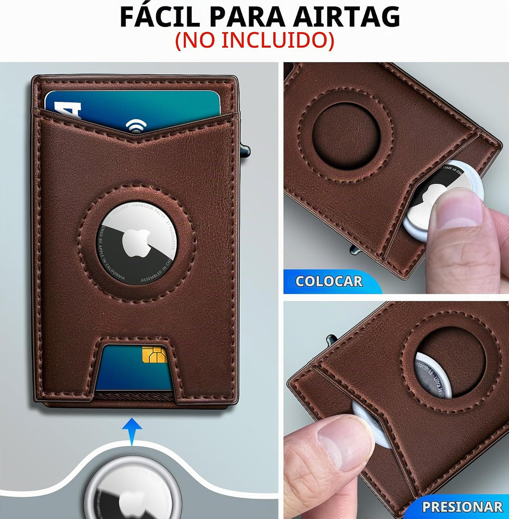 miyozi Airtag - Cartera para hombre con clip para dinero, 9 tarjeta...