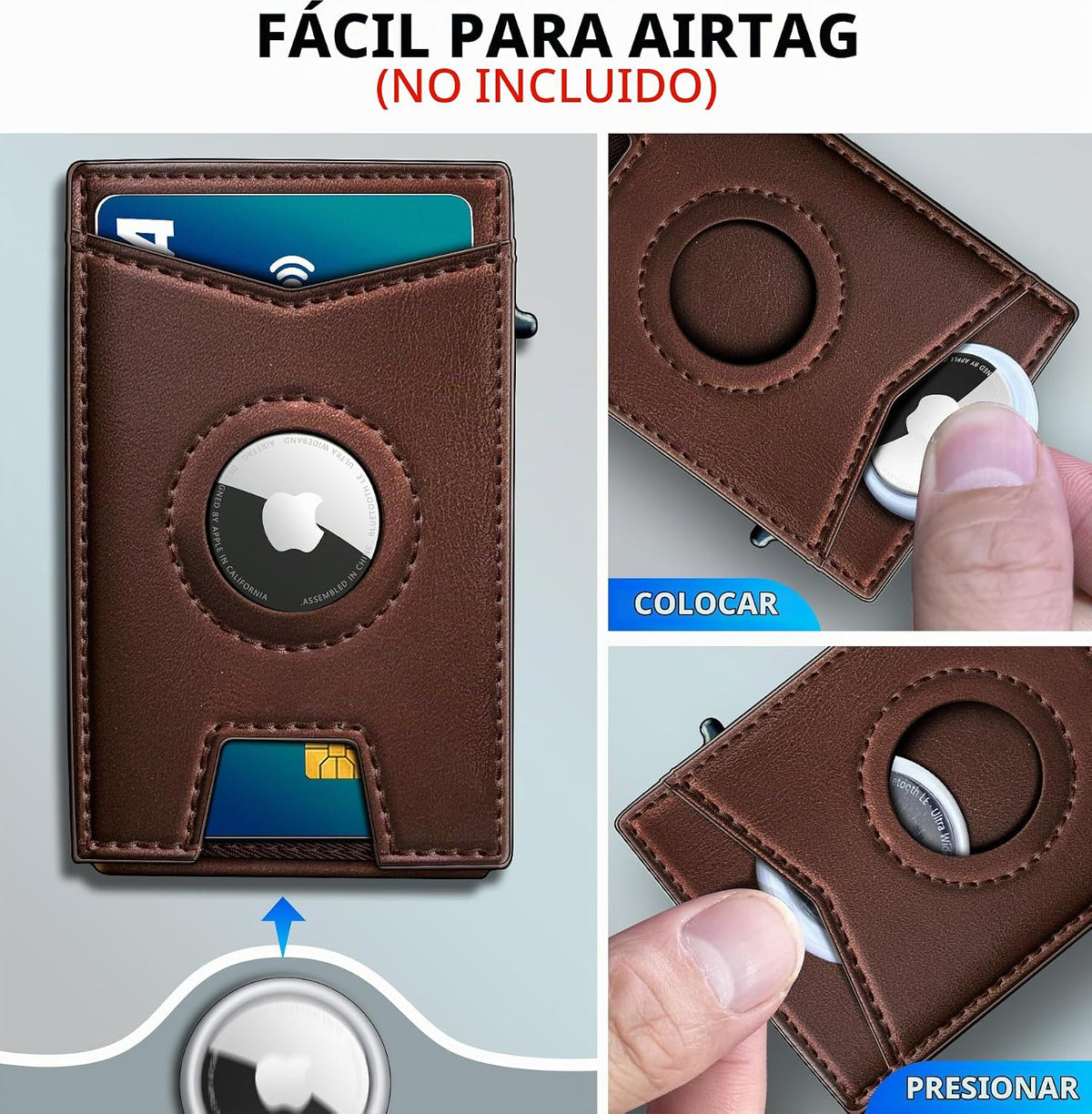 miyozi Airtag - Cartera para hombre con clip para dinero, 9 tarjeta...