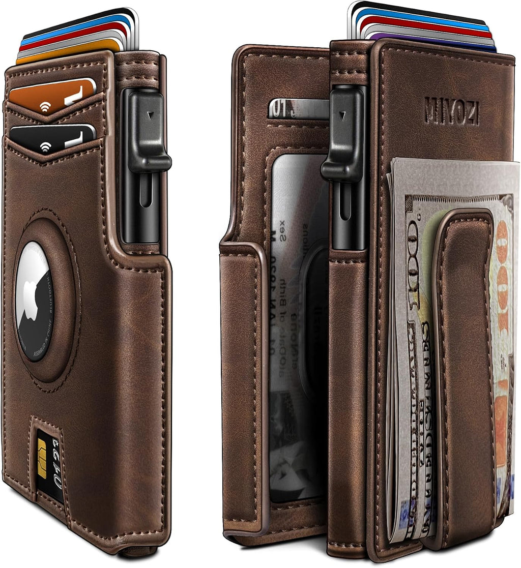 Miyozi - Billetera Airtag para hombre, con clip de dinero, estuche...