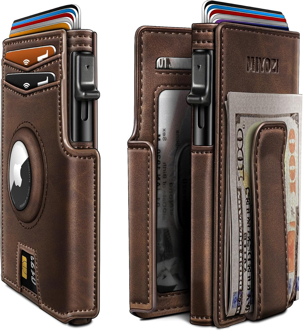 Miyozi - Billetera Airtag para hombre, con clip de dinero, estuche...