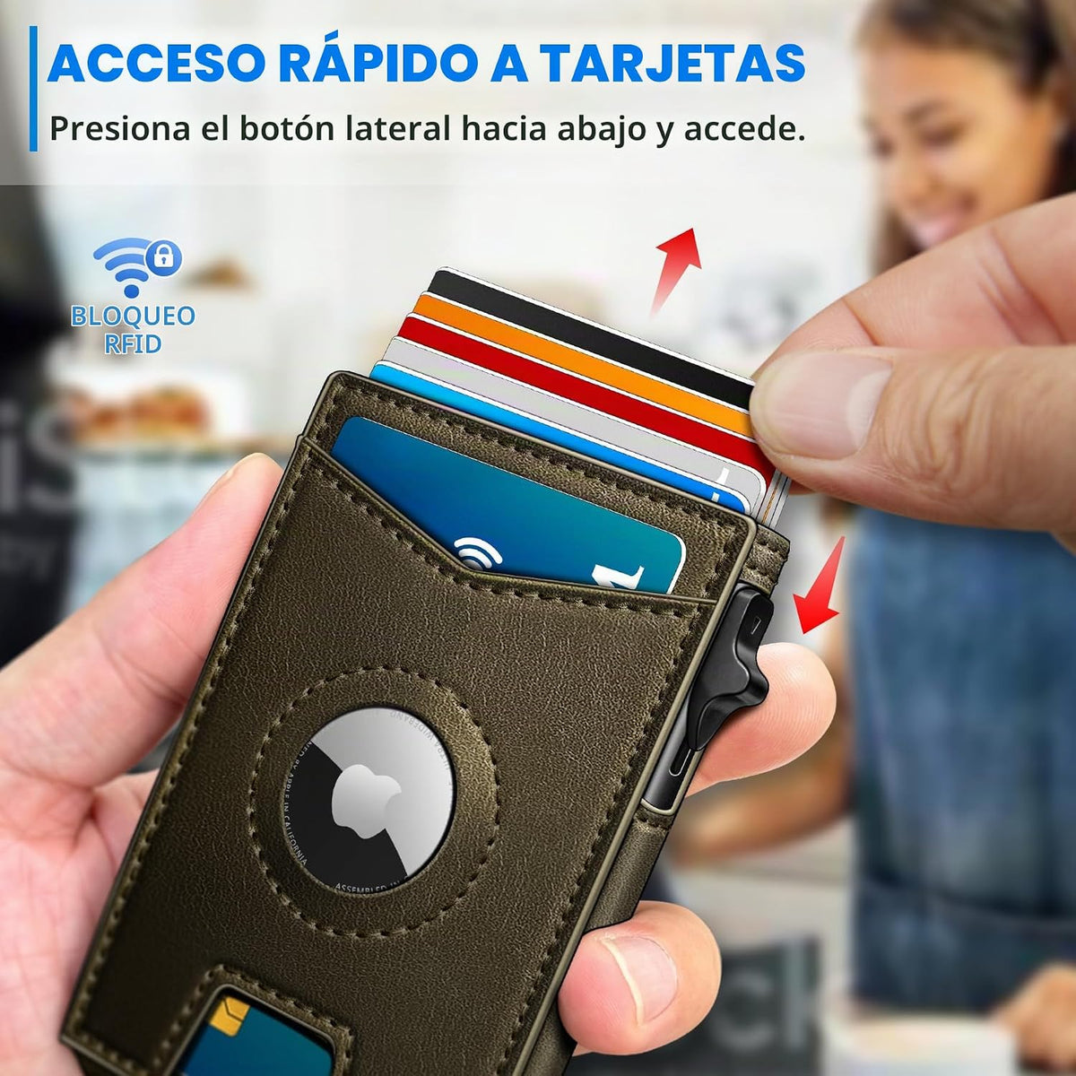 miyozi Airtag - Cartera para hombre con clip para dinero, 9 tarjeta...