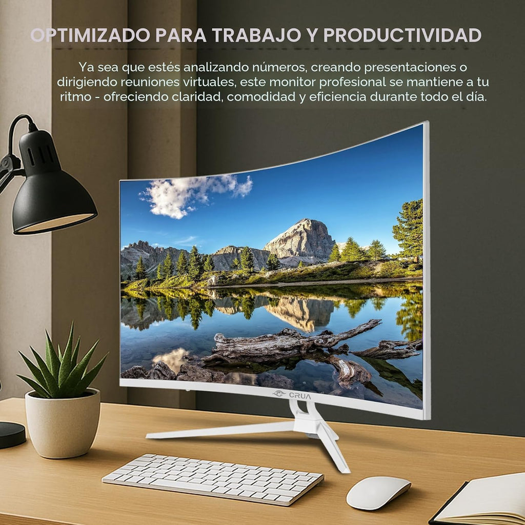 CRUA Monitor curvo blanco de 32 pulgadas, 4K UHD (3840 x 2160P) pan...