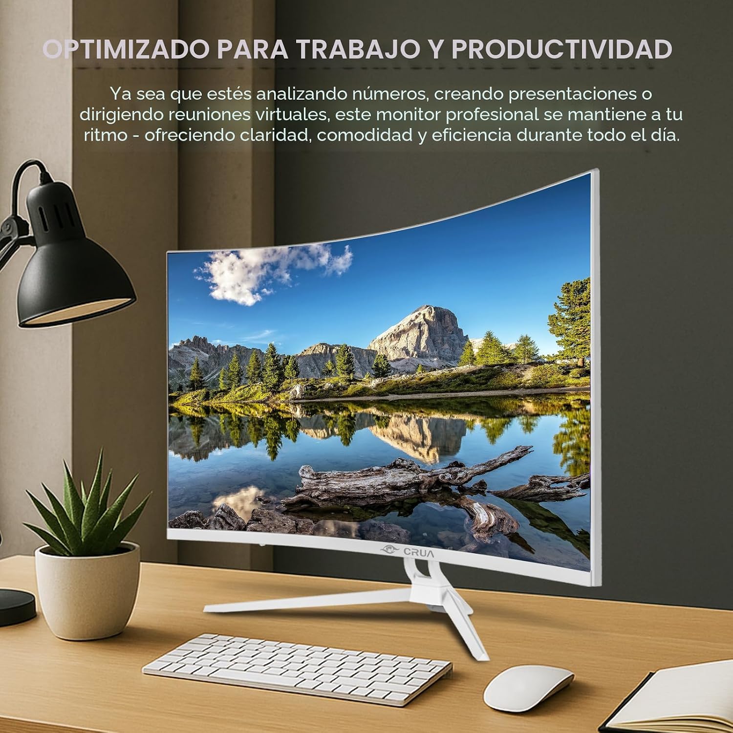 CRUA Monitor curvo blanco de 32 pulgadas, 4K UHD (3840 x 2160P) pan...