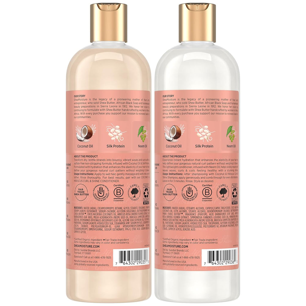 SheaMoisture Coconut &amp; Hibiscus Curl &amp; Shine Champú y Acond...
