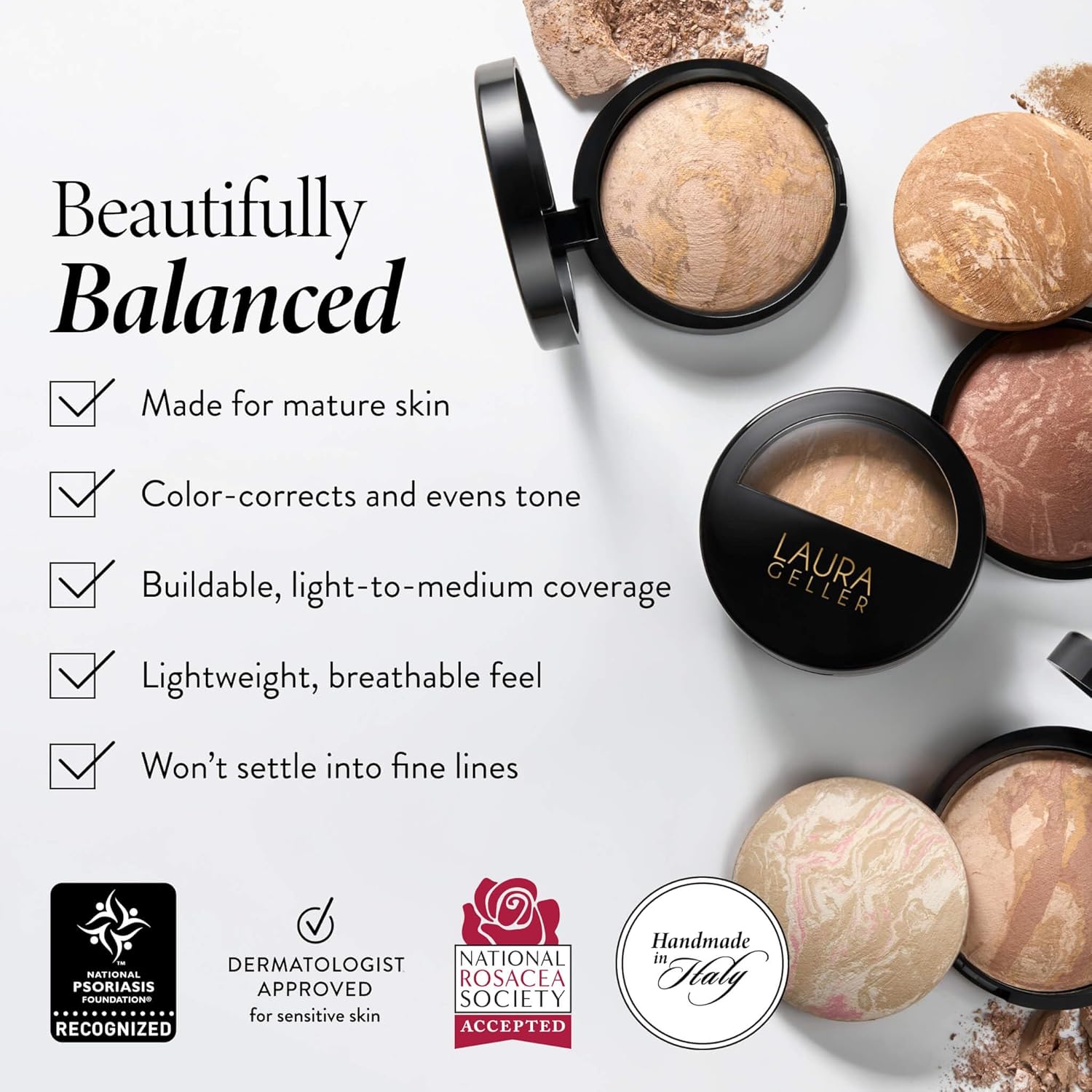 LAURA GELLER NEW YORK - Base de maquillaje en polvo corrector, gala...