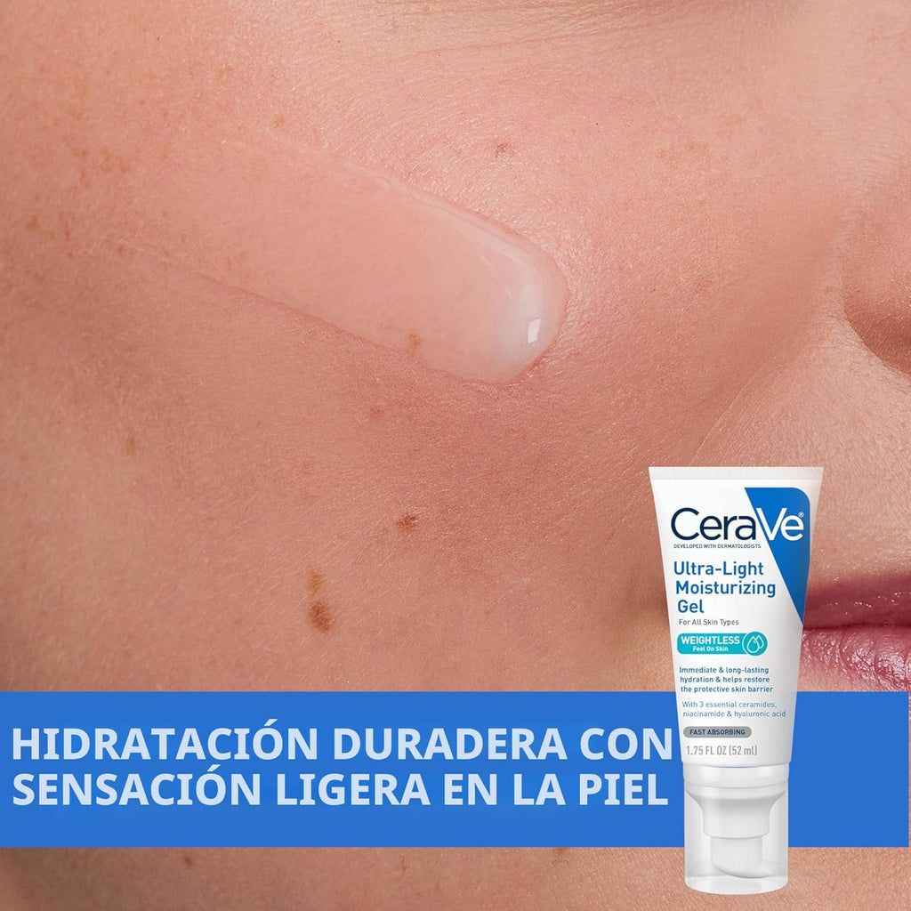 CeraVe Gel hidratante ultraligero, gel hidratante facial para hombr...
