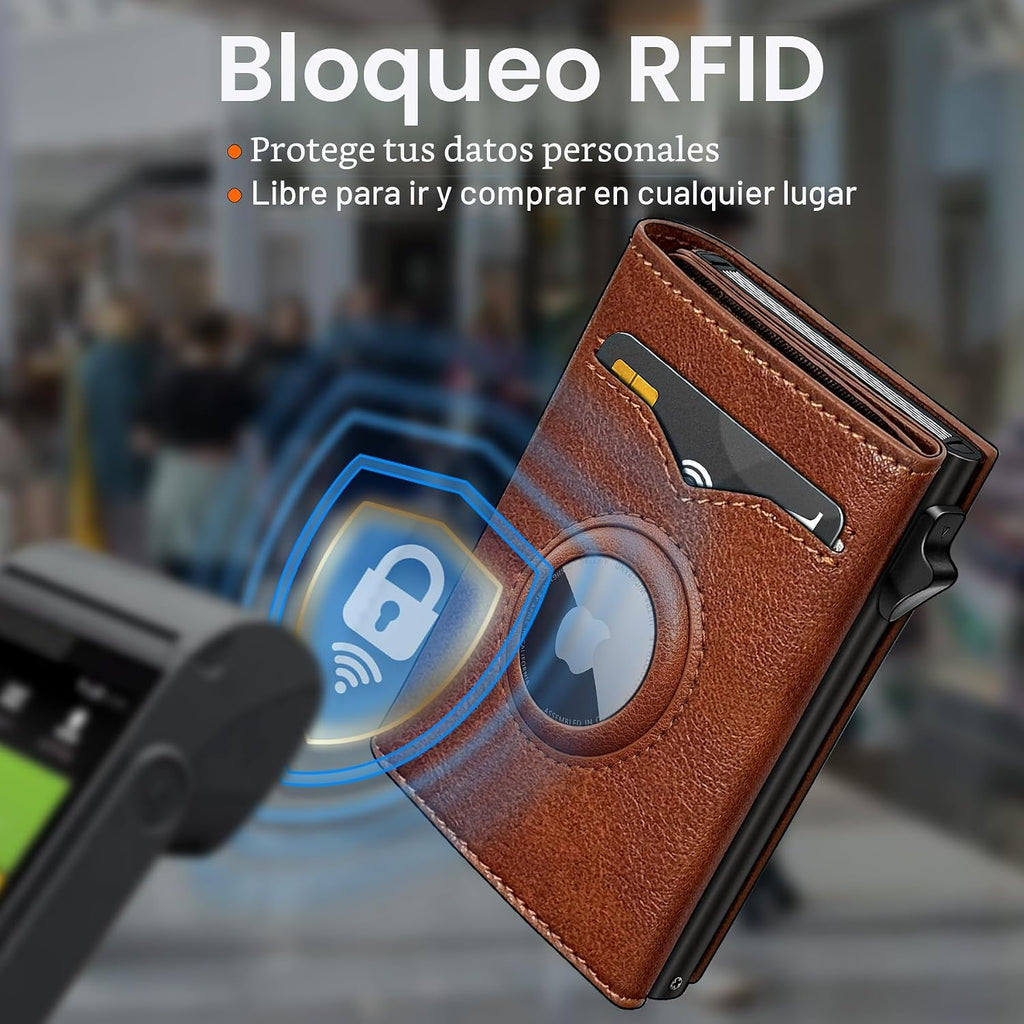 Cartera miyozi Airtag para hombre, con bolsillo para billetes, 2 ve...