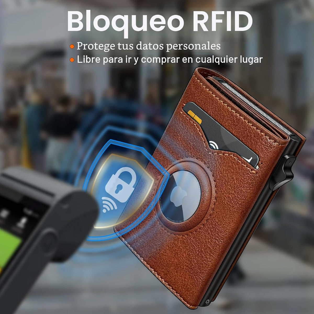 Cartera miyozi Airtag para hombre, con bolsillo para billetes, 2 ve...
