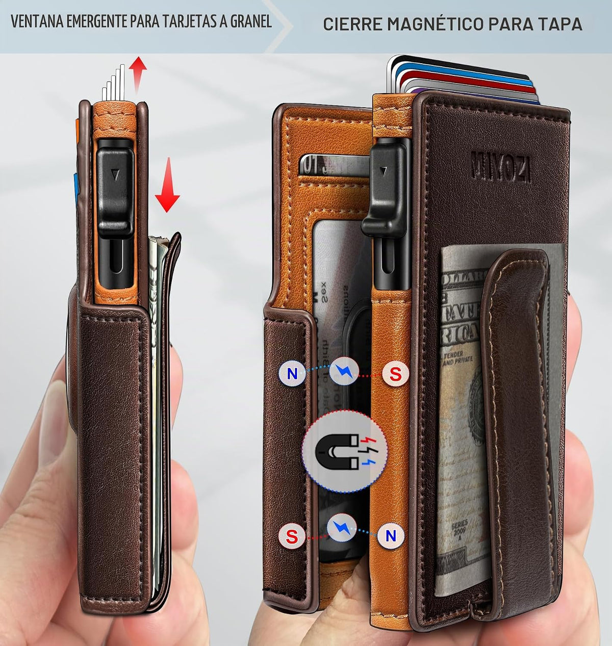 Miyozi - Billetera Airtag para hombre, con clip de dinero, estuche...