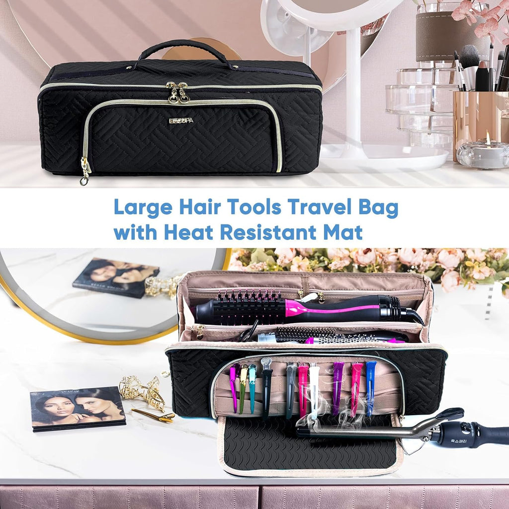 ELCUPA Bolsa de Viaje Grande para Herramientas de Cabello con Alfom...