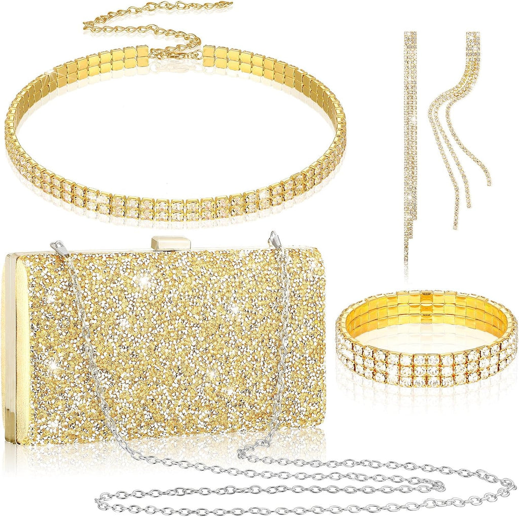 Kigeli 4 Pcs Rhinestone Jewelry Set
