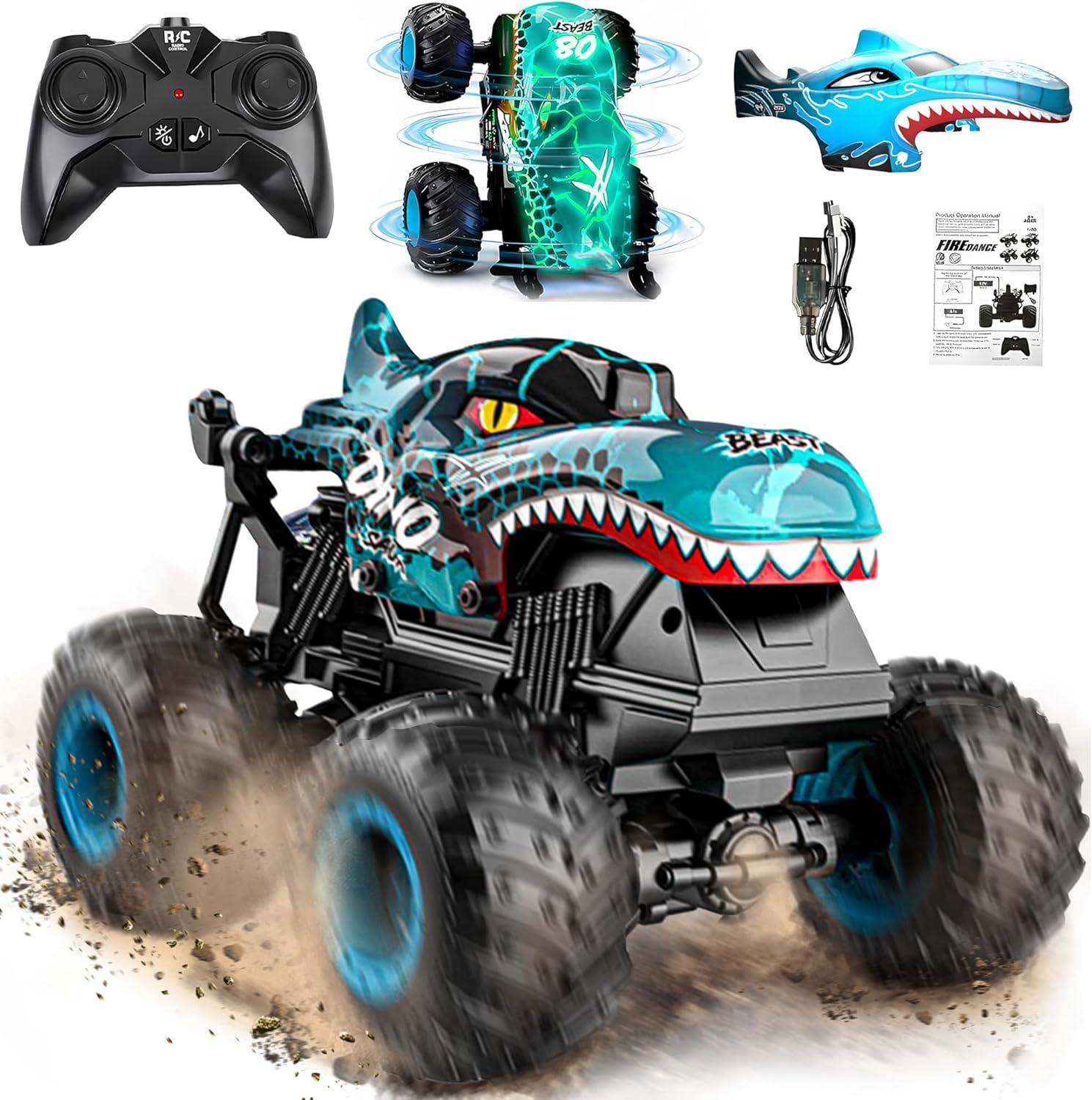 BEZGAR Monster Truck Toys - Camiones monstruo a control remoto con...