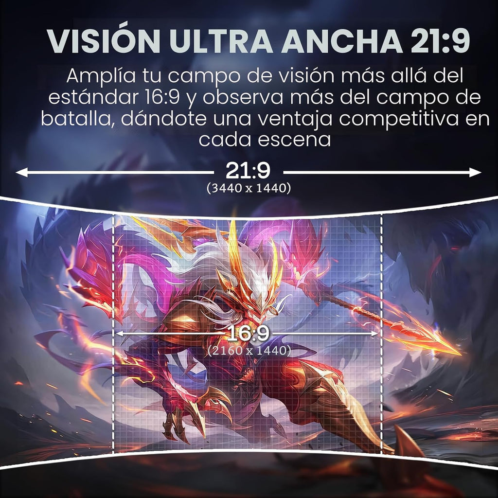CRUA Monitor curvo para juegos de 34", 240Hz, WQHD 3440x1440, p...