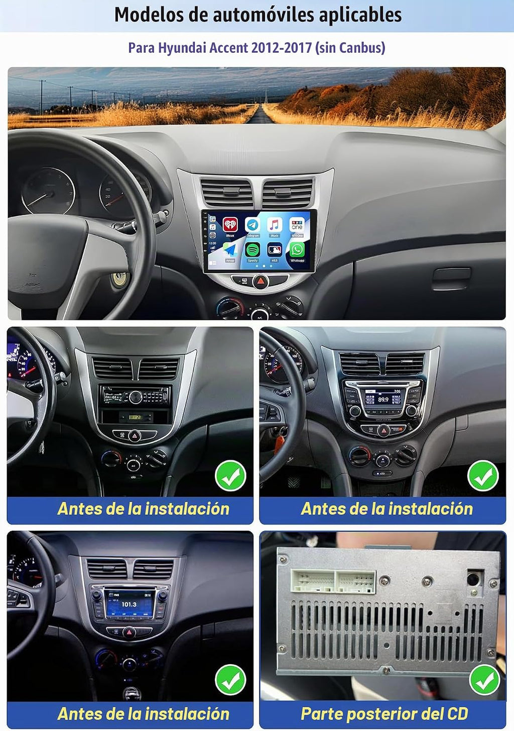 2G+64G Android 15 Car Stereo para Hyundai Accent 2012-2017 con Carp...