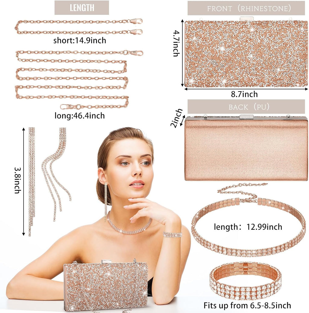 Kigeli 4 Pcs Rhinestone Jewelry Set
