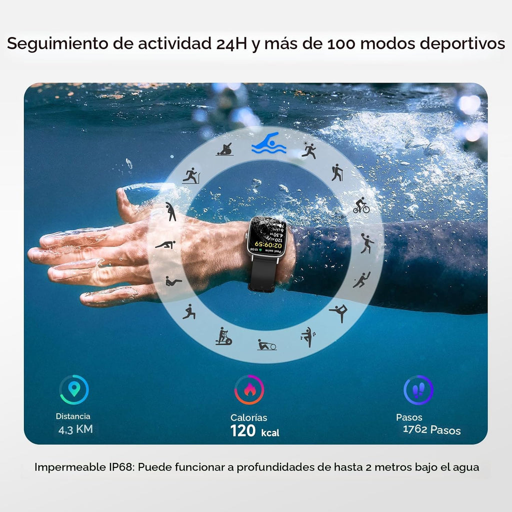Reloj inteligente para hombres y mujeres, reloj inteligente HD de 1...