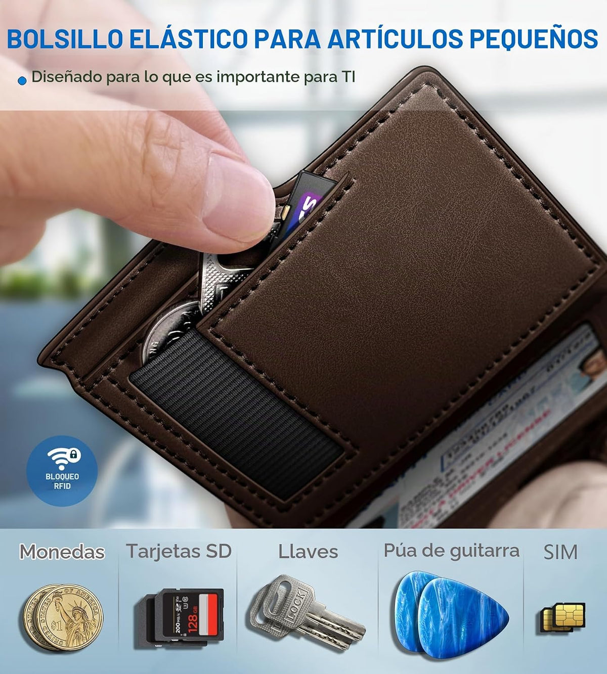 miyozi Billetera para hombre, magnética minimalista delgada con sop...
