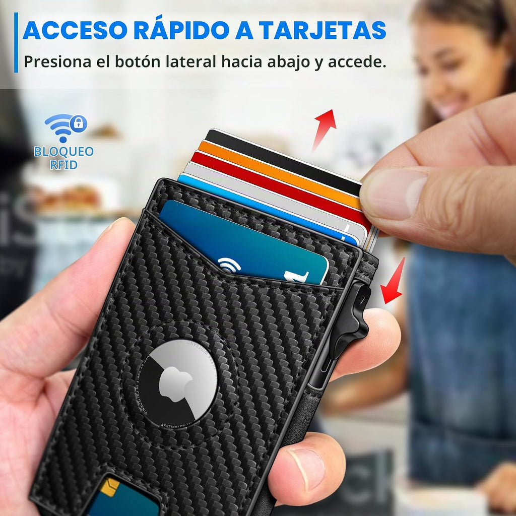 miyozi Airtag - Cartera para hombre con clip para dinero, 9 tarjeta...