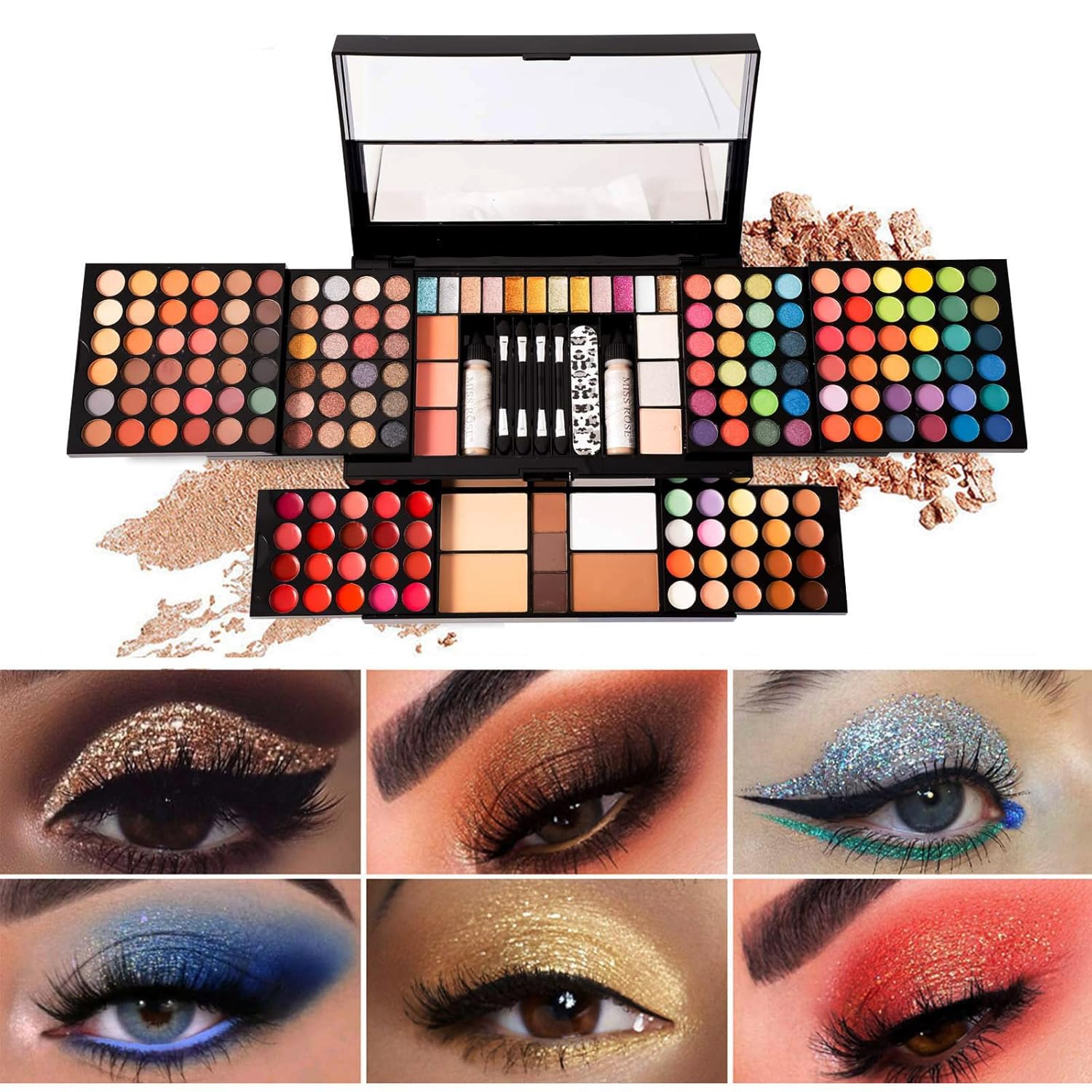 MISS ROSE M - Paleta de maquillaje profesional de 187 colores, kit...